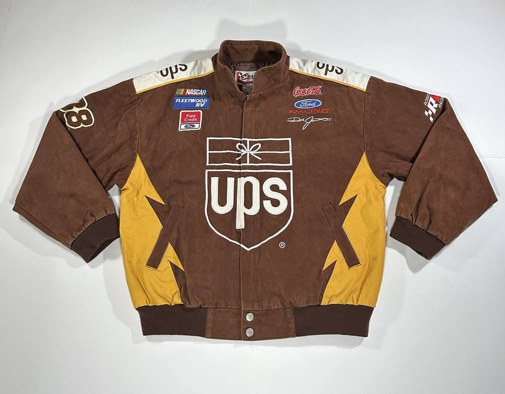 NASCAR Dale Jarrett #88 Suede Leather Jacket Men Size Large UPS Chase Authentics
