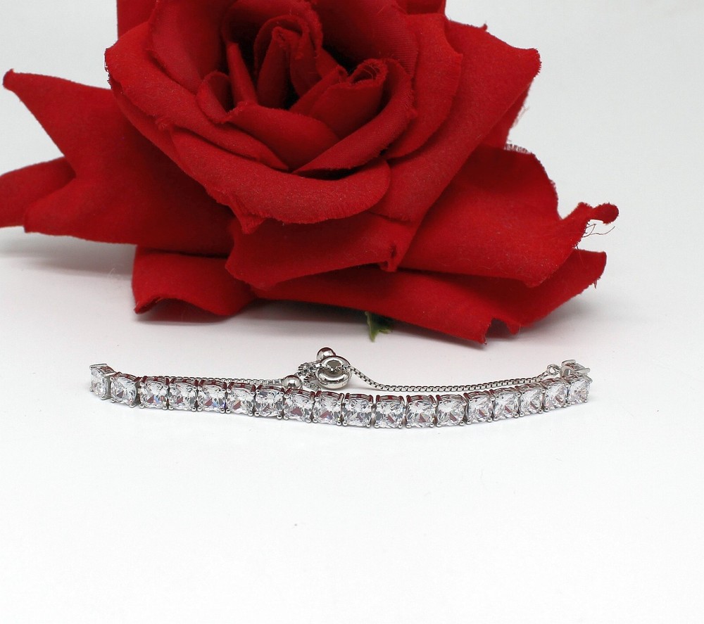 JTV Sterling Silver Sparkling Cubic Zirconia Bolo 9.31g  Bracelet  CAT RESCUE