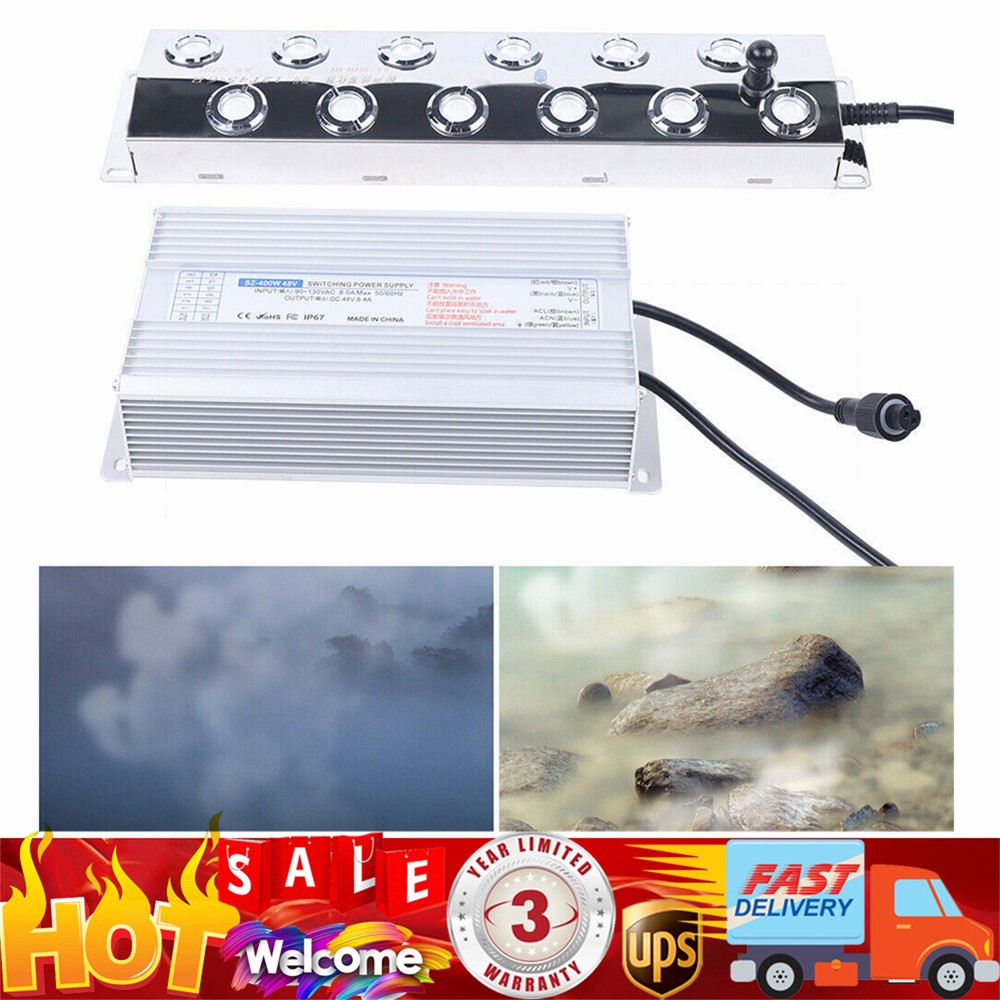 12-Head Ultrasonic Mist Fogger for Ponds Fountains Humidifiers