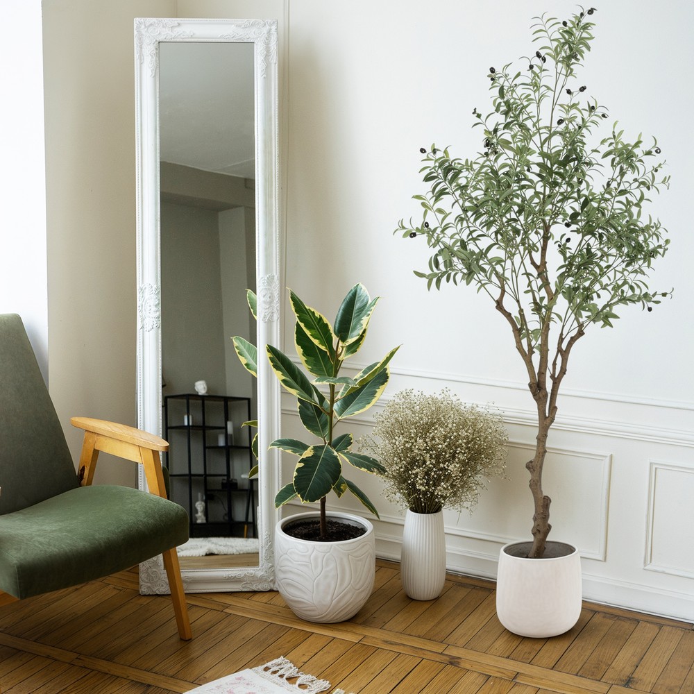 6.9FT Artificial Olive Tree – Tall Faux Potted Silk Plant for Home Decor  