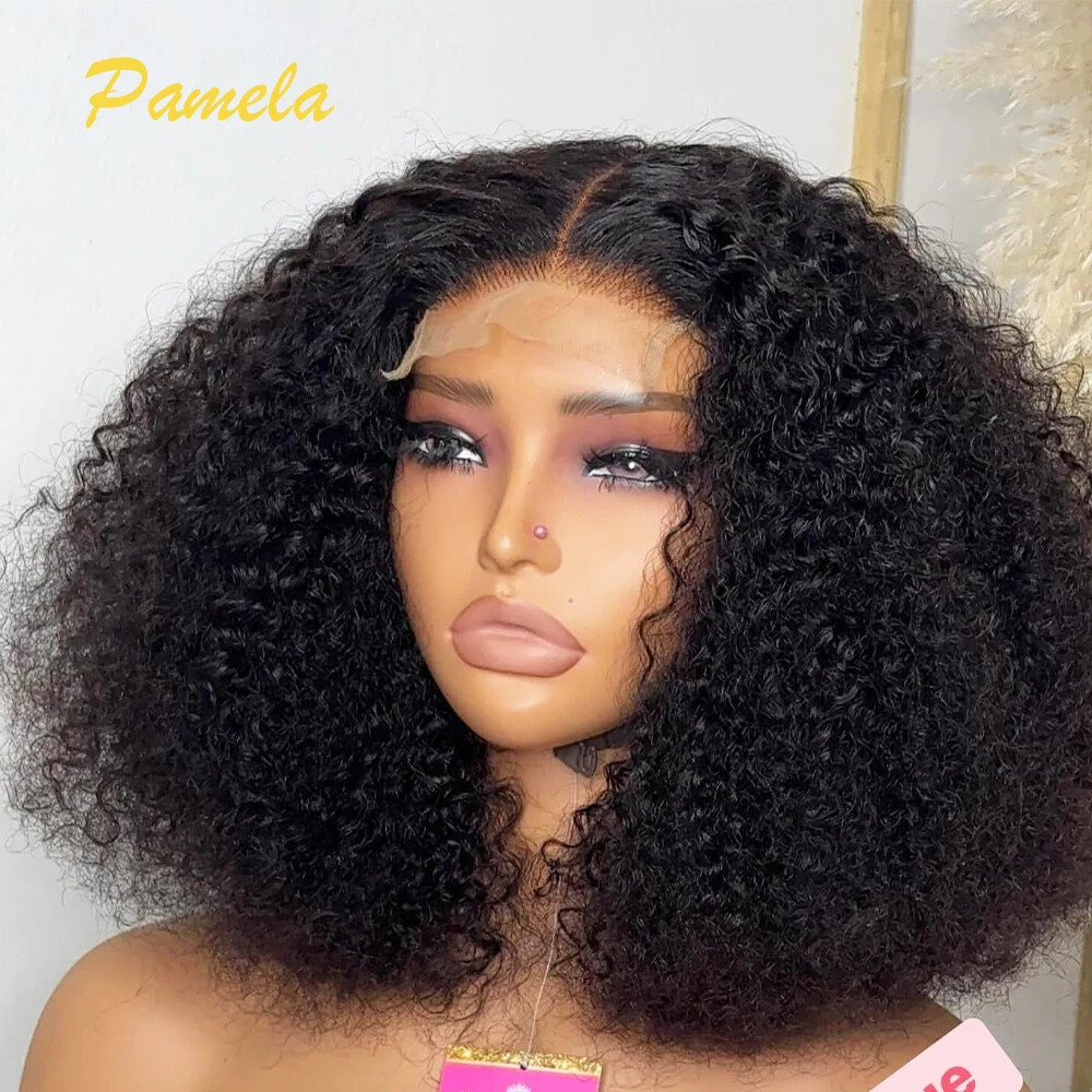 Brazilian Kinky Curly Short Bob Glueless Lace Front Human Hair Wig
