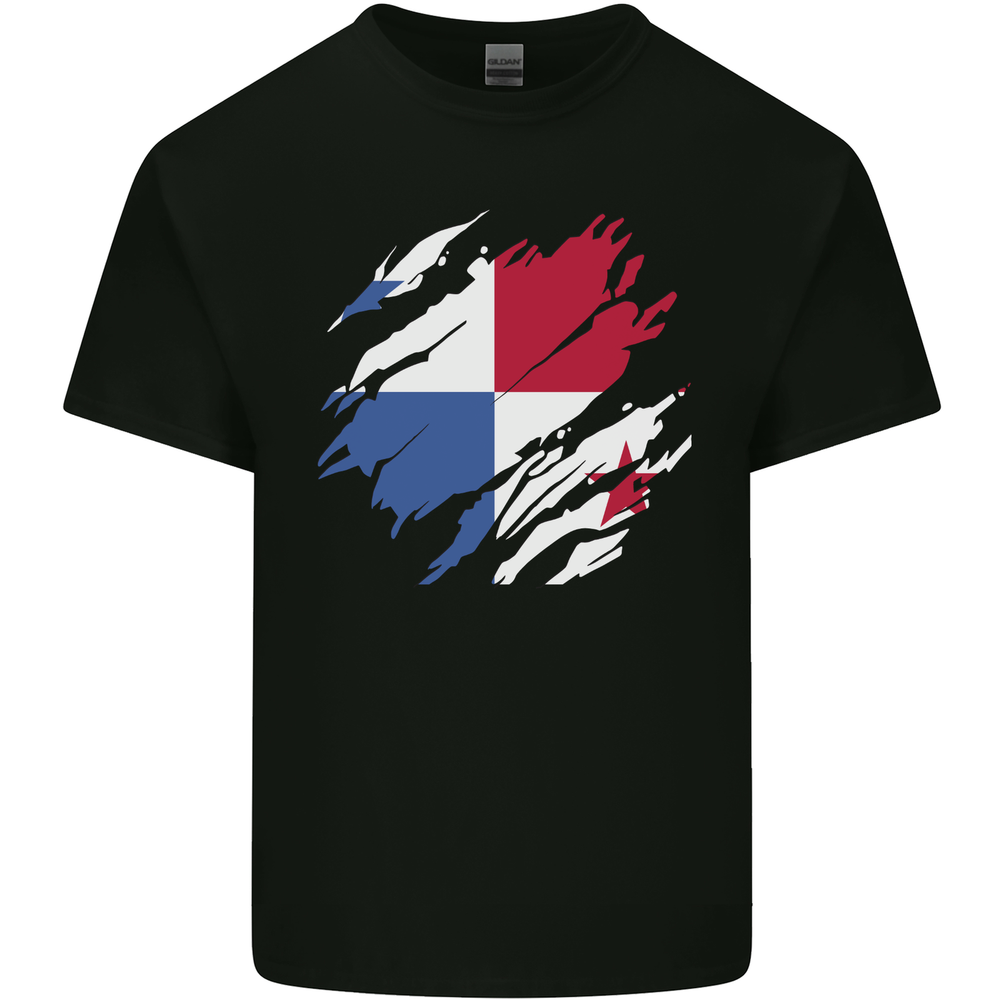 Torn Flag Panama Mens Cotton T-Shirt Tee Top