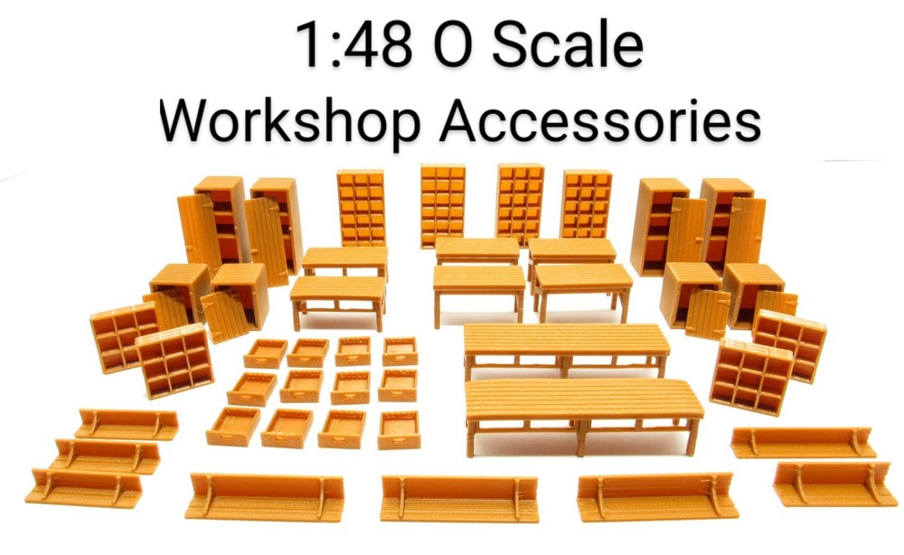 52 Pcs Workshop Accessories 1:48 O Scale Garage - Diorama Model Railroad Display