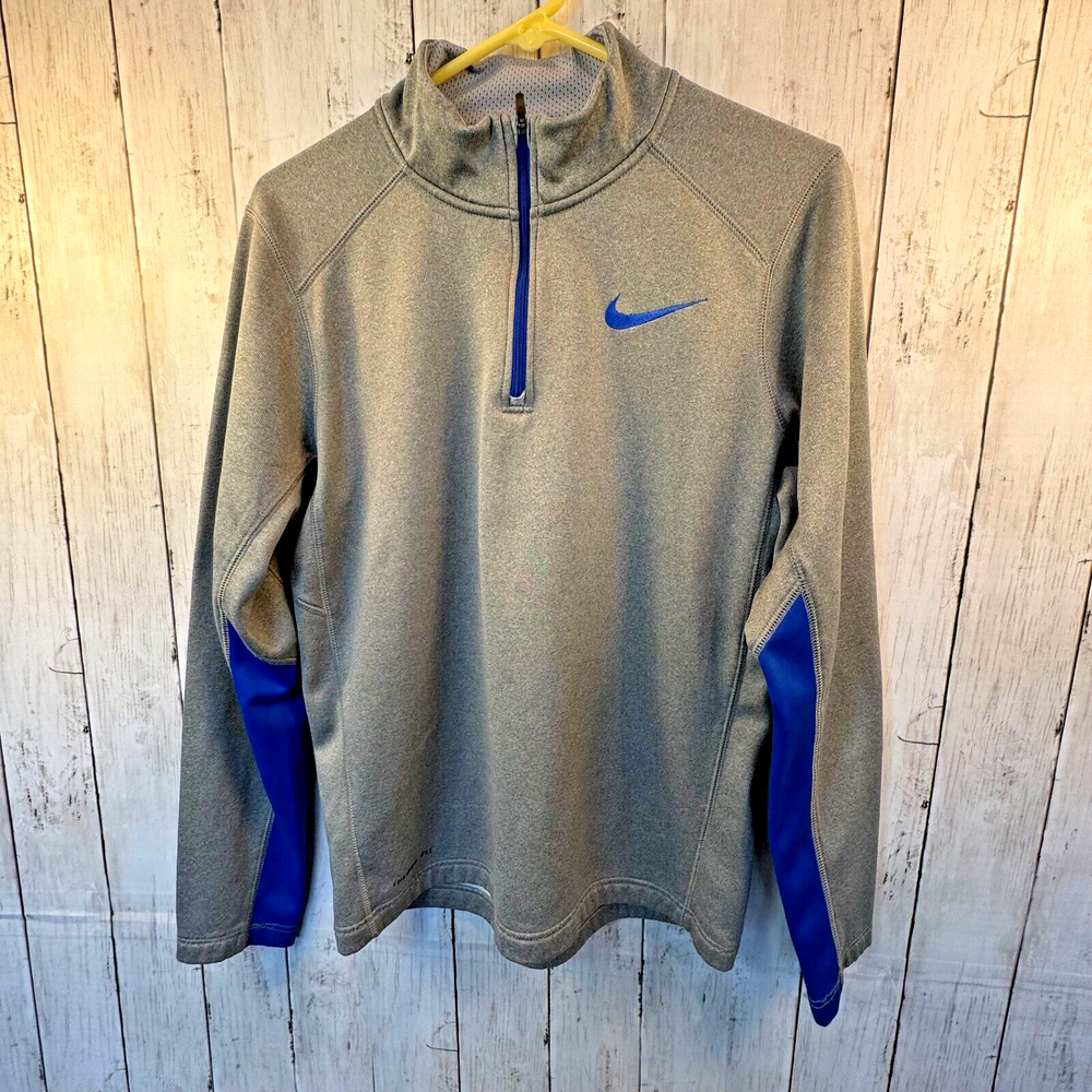 Nike Therma-Fit Fleece Pullover 1/4 Zip Men's Size S Blue & Gray