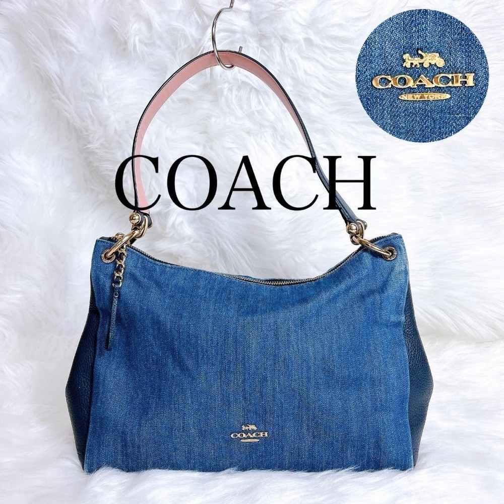 Coach Shoulder Bag Denim Blue Authentic G1202220
