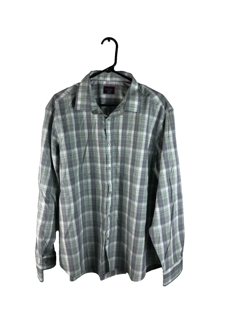 UNTUCKit Dress Shirt Mens 2XL XXL Gray Plaid Wrinkle Free Button Up