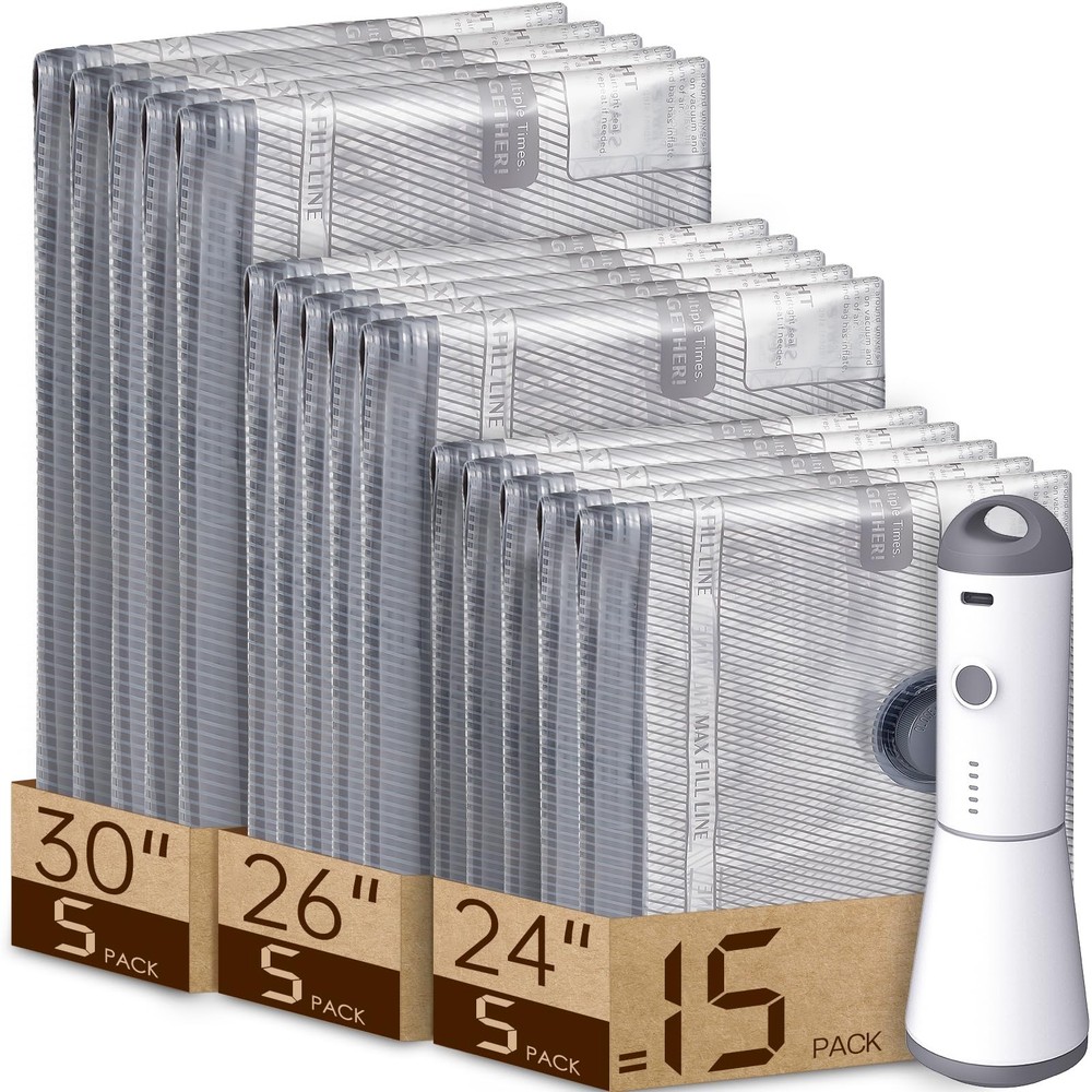 Vacuum Bags for Travel with Rechargeable air Pump, Carry-on Size Compression ...