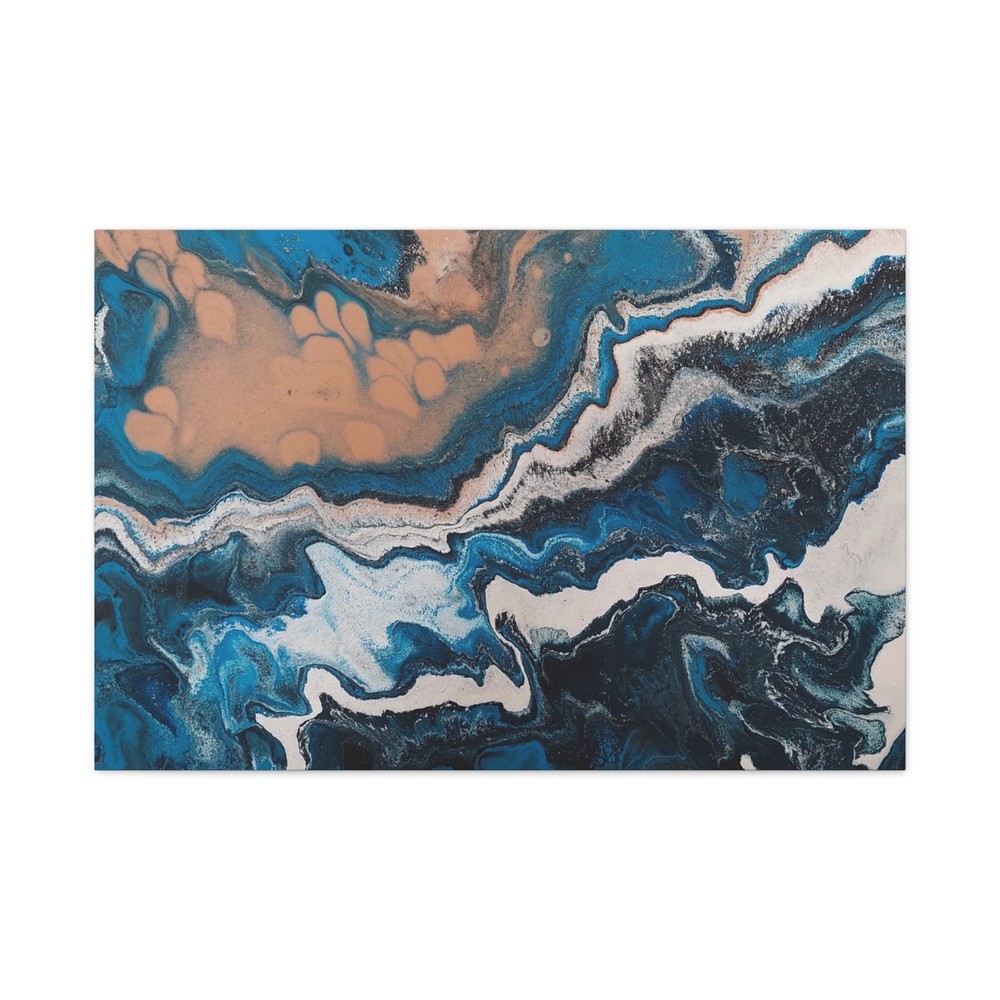 Canvas Print, Acrylic Pouring Drunk Sea Painting, Wall Art Decor, Beach House