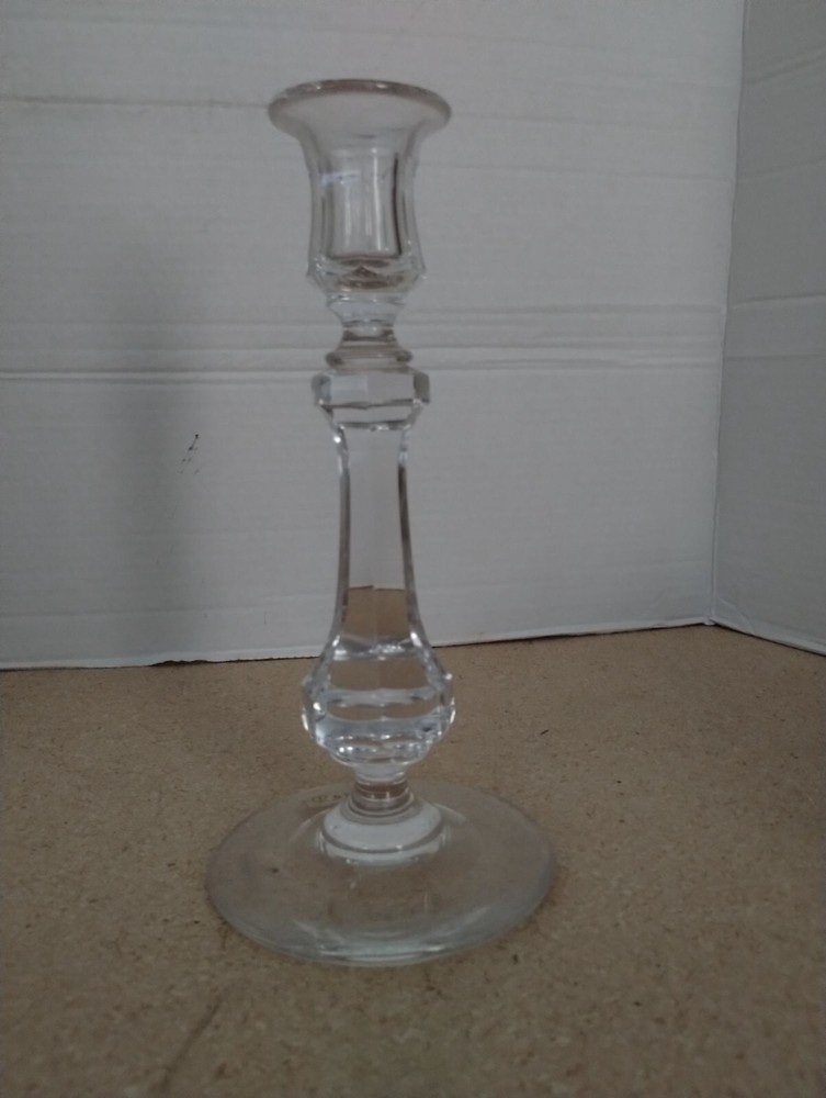 Antique Crystal Glass Candlestick Holder Elegant Design Home Decor 9 7/8