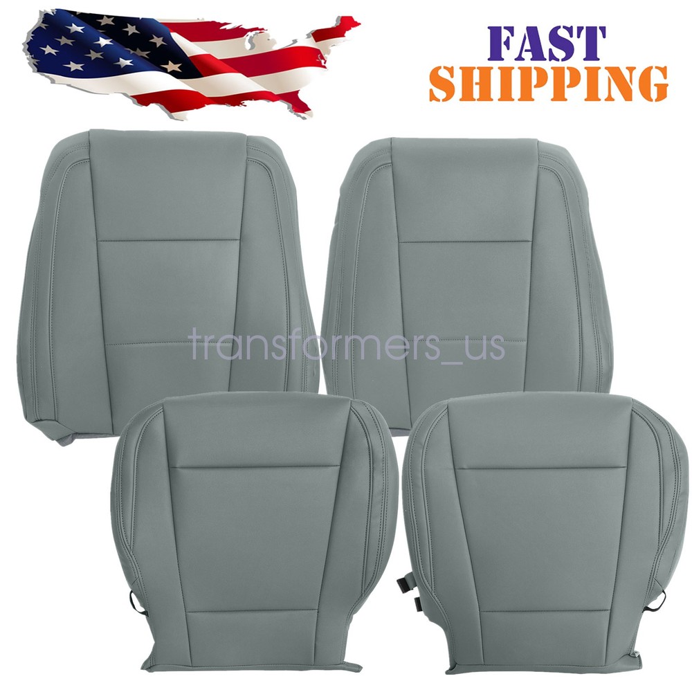 For 2017-2021 Ford F250 F350 XL Driver & Passenger Side Leather Seat Cover Gray