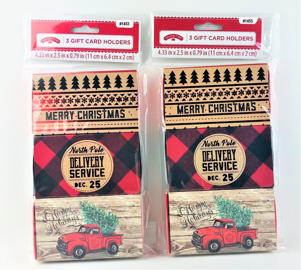 Red Truck Christmas Gift Card Box Holders Holiday North Pole-image