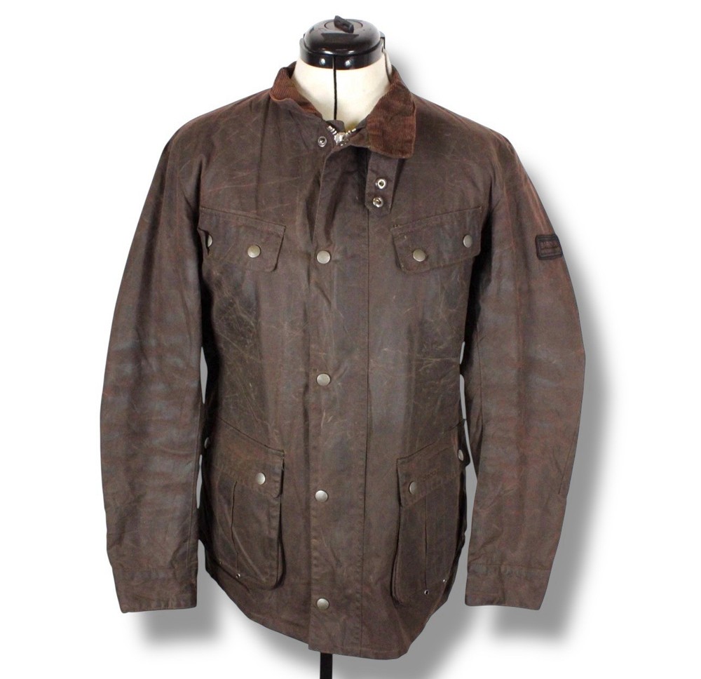 Barbour International Duke Wax Jacket Mens M Brown 2019 Biker Country Quilted