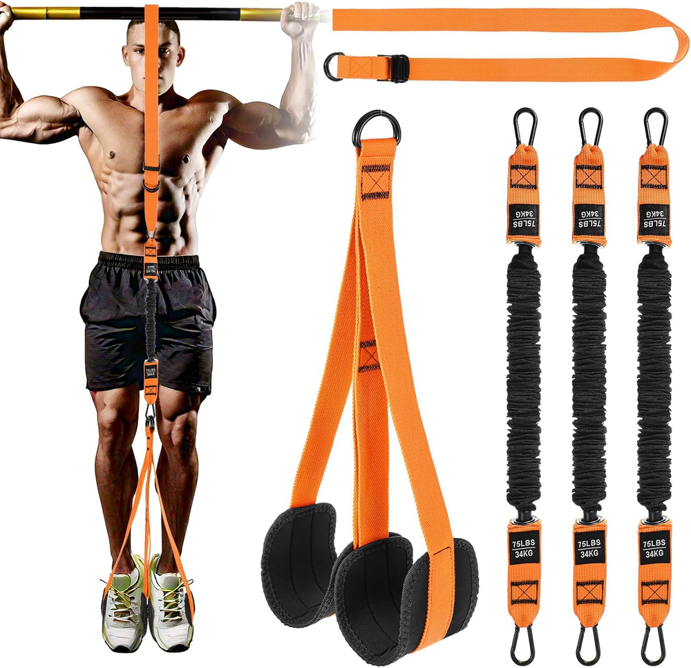 Adjustable Pull Up Assistance Bands 75-225LBS with Dual Feet Support Pedals