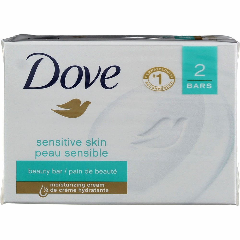 24 Pack Dove Sensitive Skin Beauty Bar Soap, Unscented, 4 oz, 2 Ct