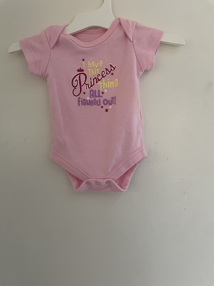 Garanimals Baby Girl Glitter Princess Cotton Blend Short Sleeve Bodysuit Pink NB