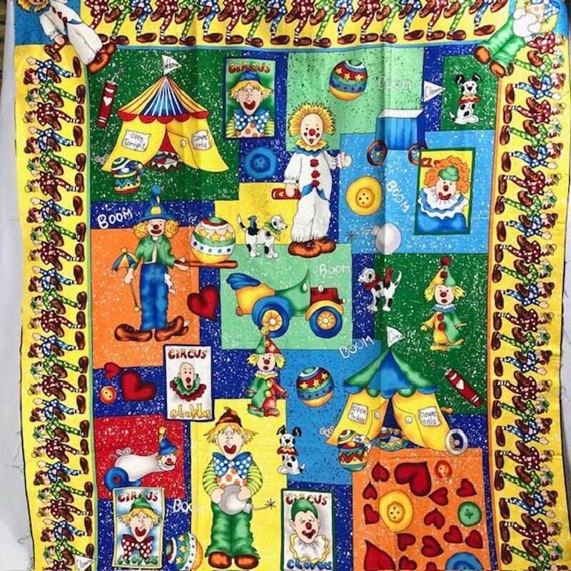 Vintage Cotton Fabric Panel From Northcott  The Circus is in Town by Sue Kruger