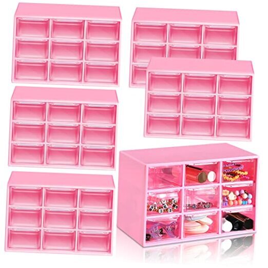 6 Pcs Mini Drawer Organizer Small Organizer with 9 Drawers Plastic Desktop