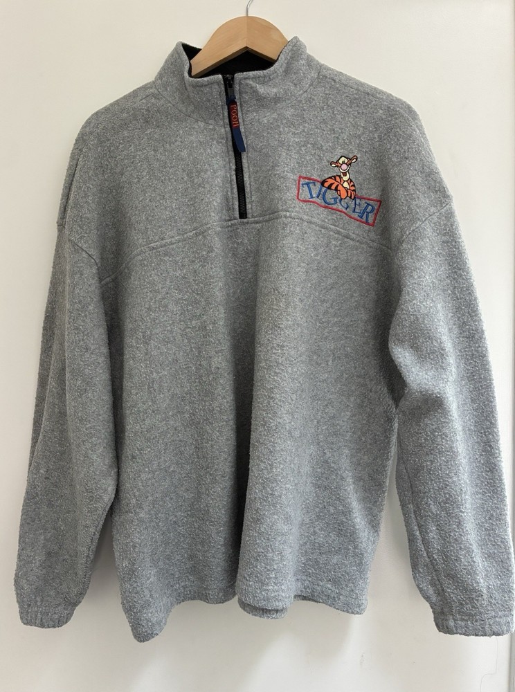Pooh 100 Acre Collection Womens Embroidered Tigger Cozy Fleece Sweatshirt Gray L