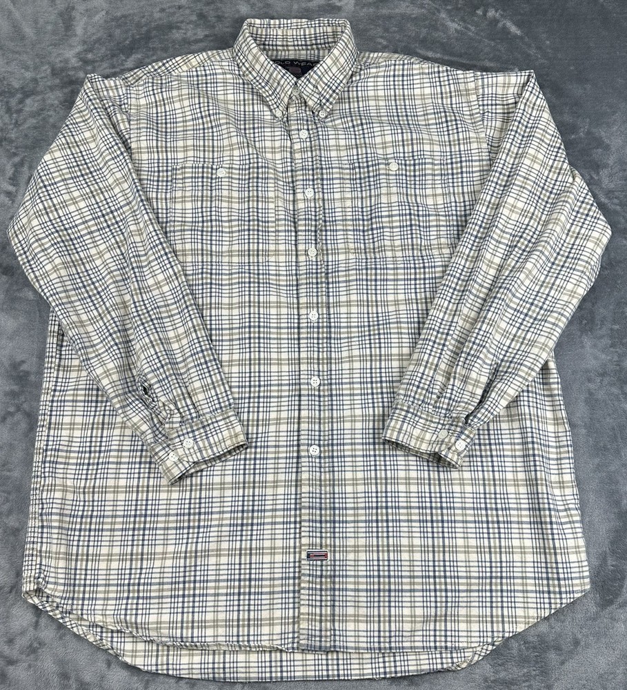 Men's Large Plaid Button Down Long Sleeve Casual Shirt by Colo Wear America