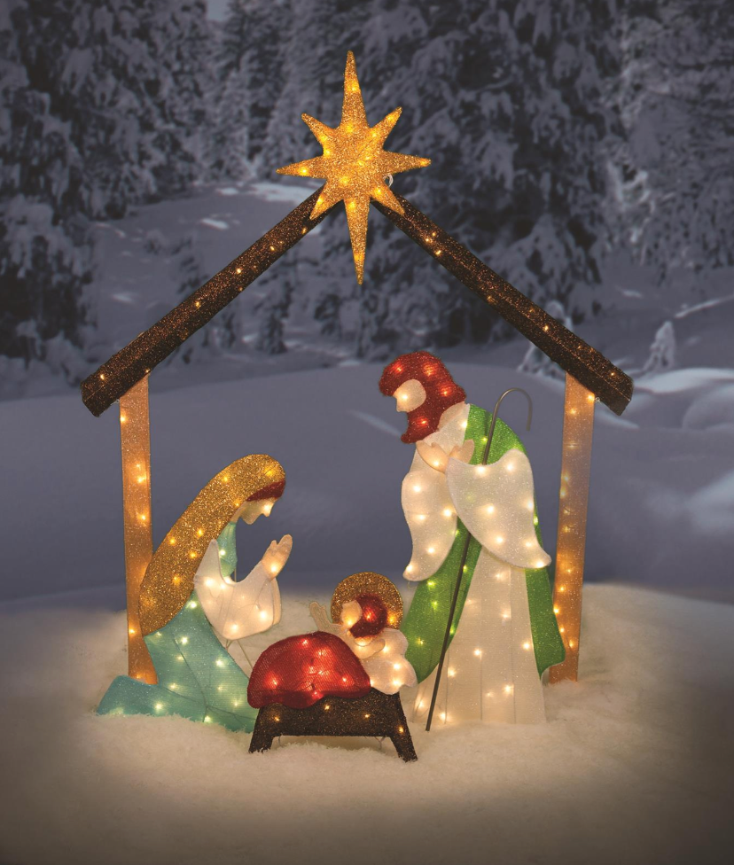 Elegant Large Lighted Jesus Nativity Scene Outdoor Christmas Yard Decoration