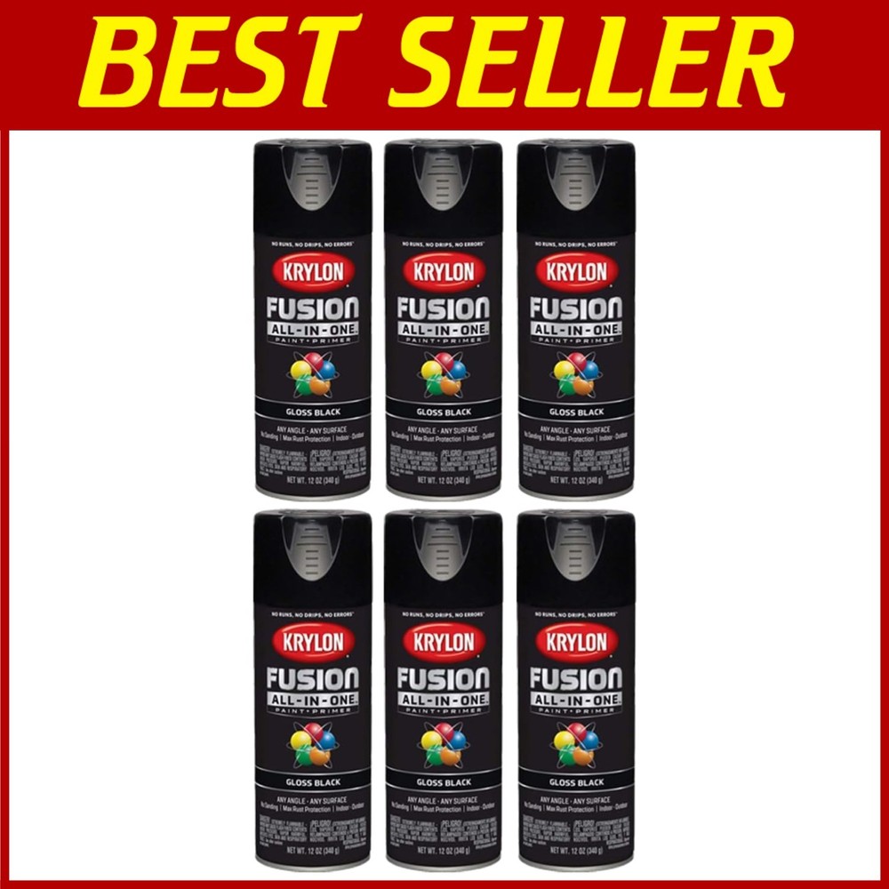 Rust-Resistant Black Paint & Primer, 6-Pack