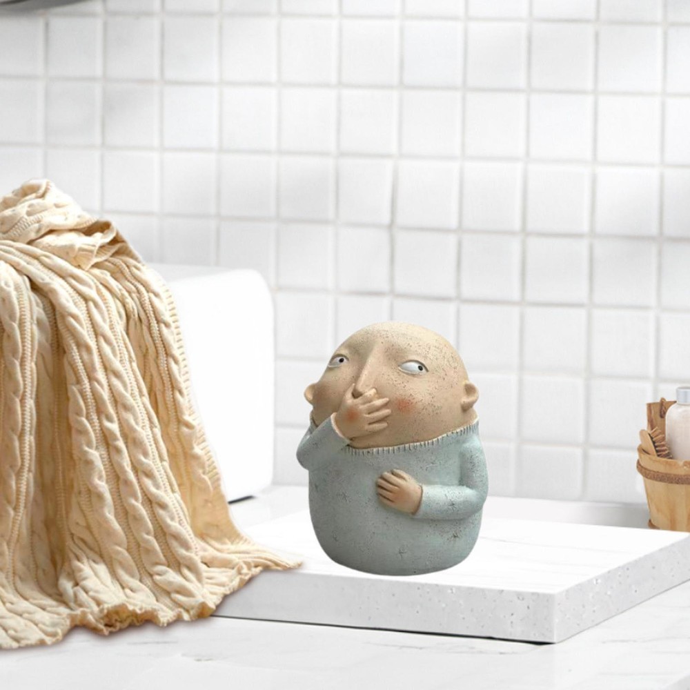 Holding Nose Bathroom Statue Crafts Kitschy Resin Sculpture for Toilet Shelf