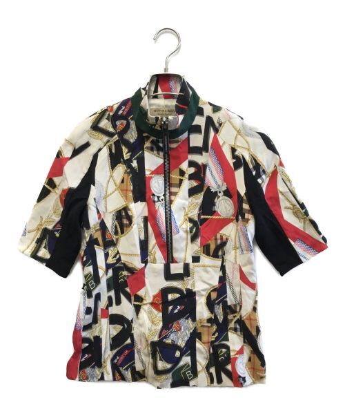 Burberry London England Graffiti Archive Scarf Print Half-Zip Top Size M