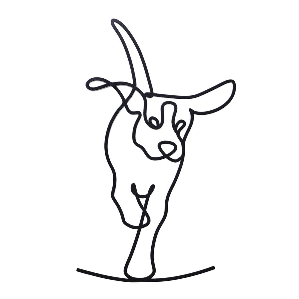 Minimalist Black Metal Dog Wall Art Abstract Line Drawing Decor