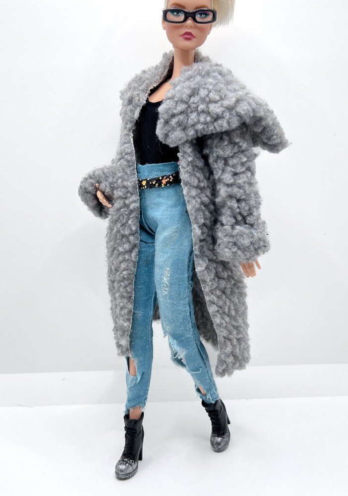 Black Leotard Coat Jeans Shoes Boots BLR58 for Standard Fashionista Barbie Doll