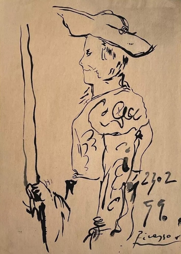Pablo Picasso COA Art Drawing Painting Vintage Handmade Signed Original Paper