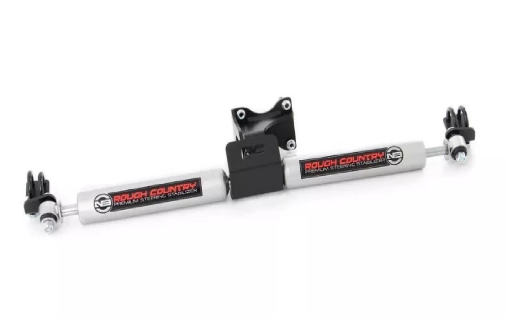 Rough Country Black Premium N3 Dual Steering Stabilizer for Jeep Wrangler JK