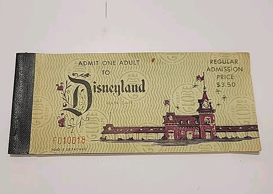 1968 UNUSED Disneyland Vintage Ticket Booklet with ABCDE Rides  -image