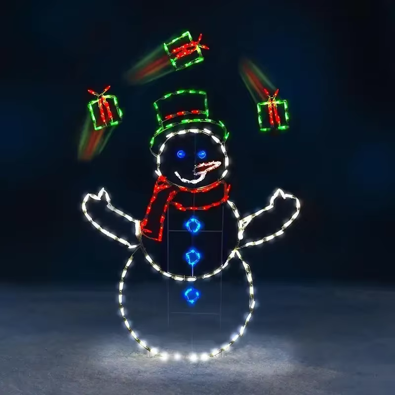 Animated LED Snowman Ornament - Glittering Christmas Holiday Decoration