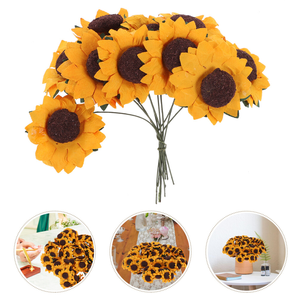 100 Pcs Sunflowers Artificial Simulated Cute Reusable Decorations
