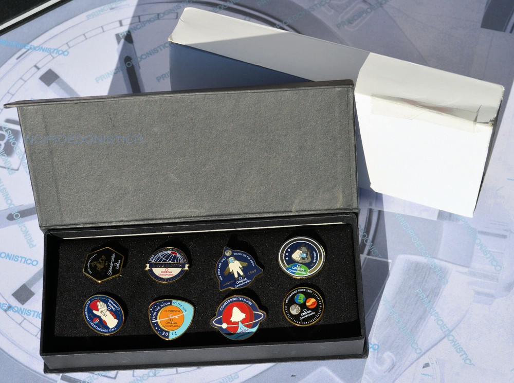 Very Rare Omega 50th Anniversary 1957 Speedmaster 2007 Pin Set 8 New