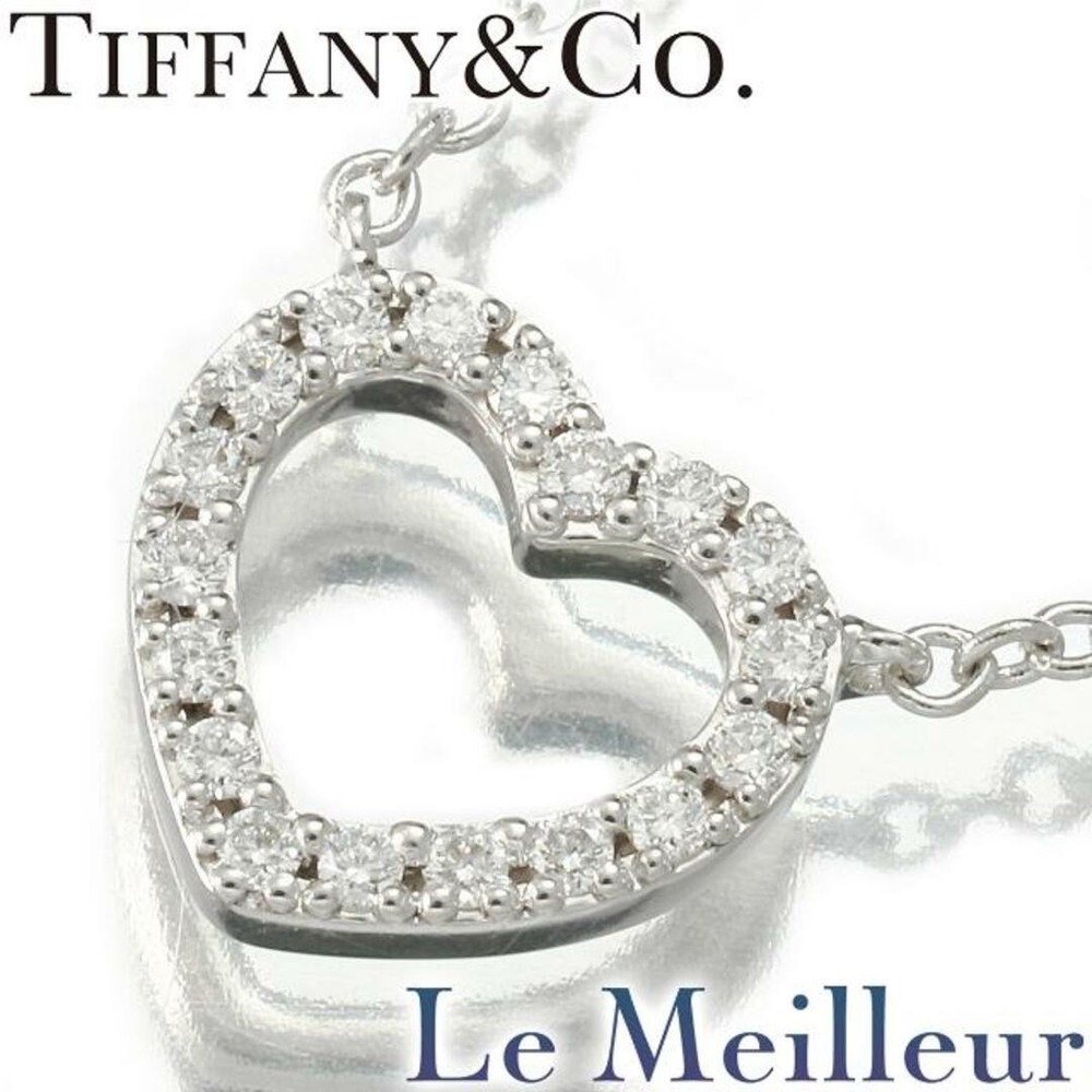 Tiffany Open Heart Pave Diamond Necklace in 18K Gold Pre-Owned Luxury