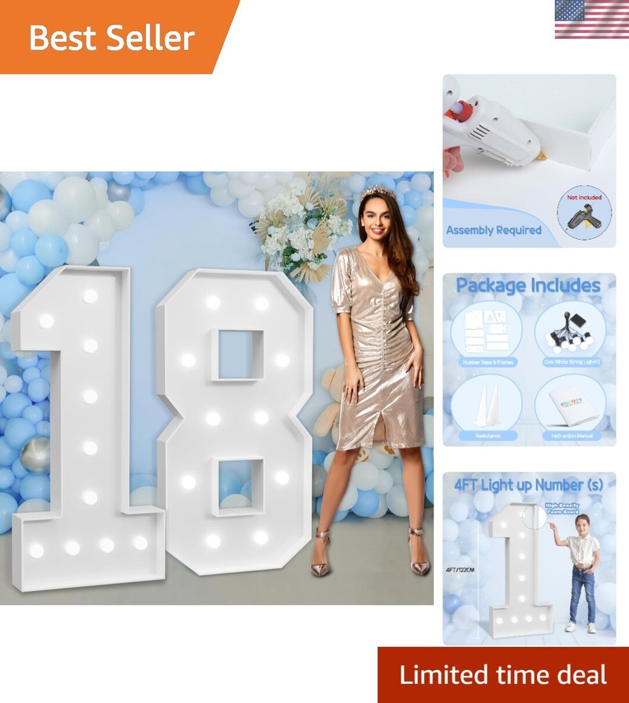Marquee Numbers Large 18th-Birthday Decorations: 4ft Light Up Number Party De...