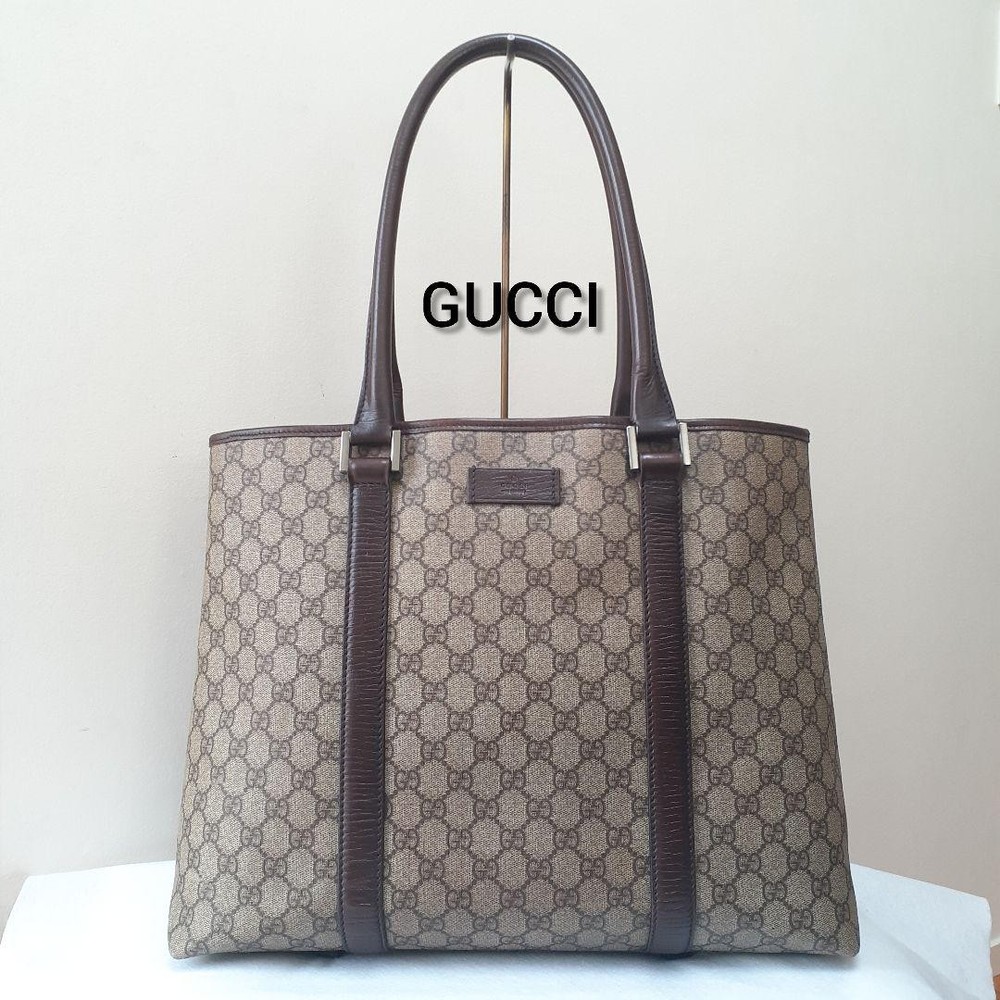 GUCCI GG Supreme Tote Bag Large A4 Size in Brown