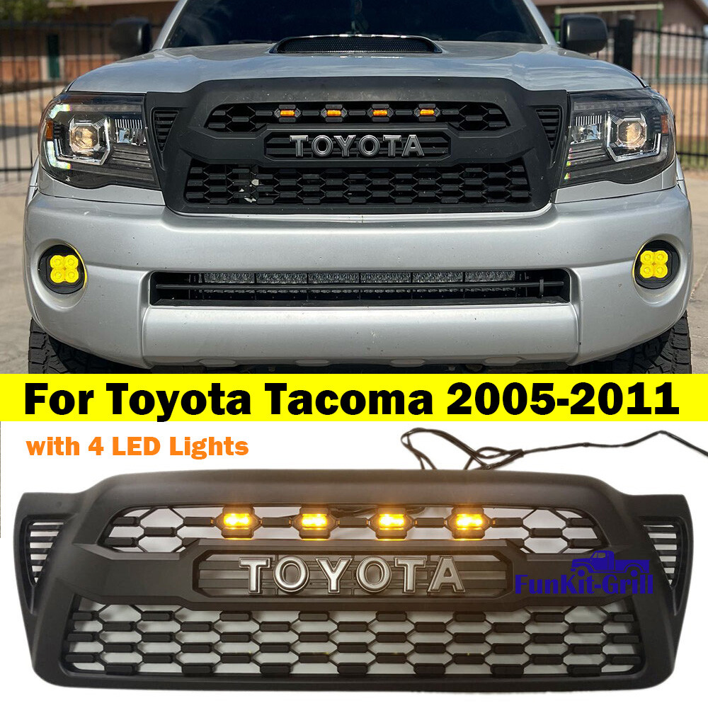 Front Grille For Toyota Tacoma 2005-2011 Bumper Mesh Grill Matte Black W/Letters