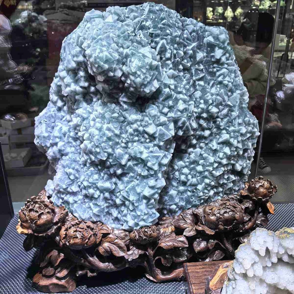 176LB Top Natural Blue Fluorite Quartz Secondary Crystal Mineral Reiki Decor