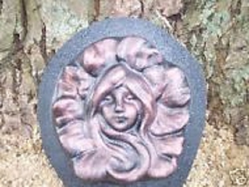 Fairy face mold plaster concrete cement garden girl mould   6