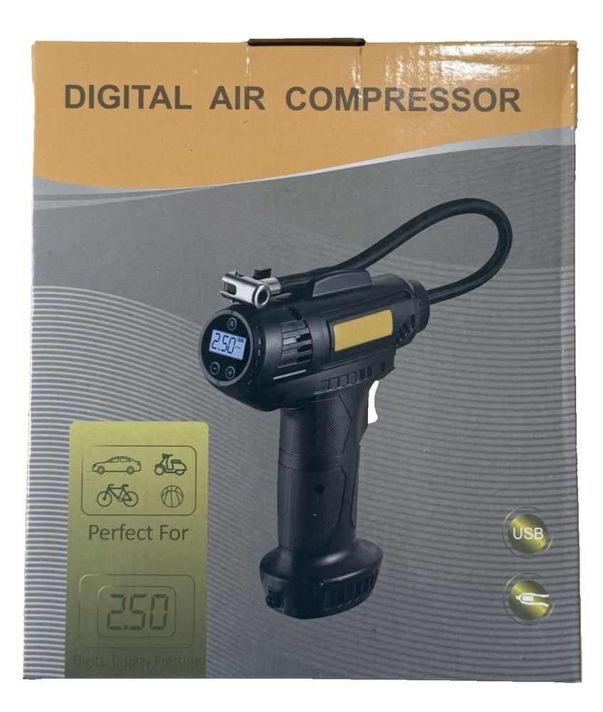 Digital Air Compressor Portable Tire Inflator 150 PSI 12V Cordless Auto Pump NEW