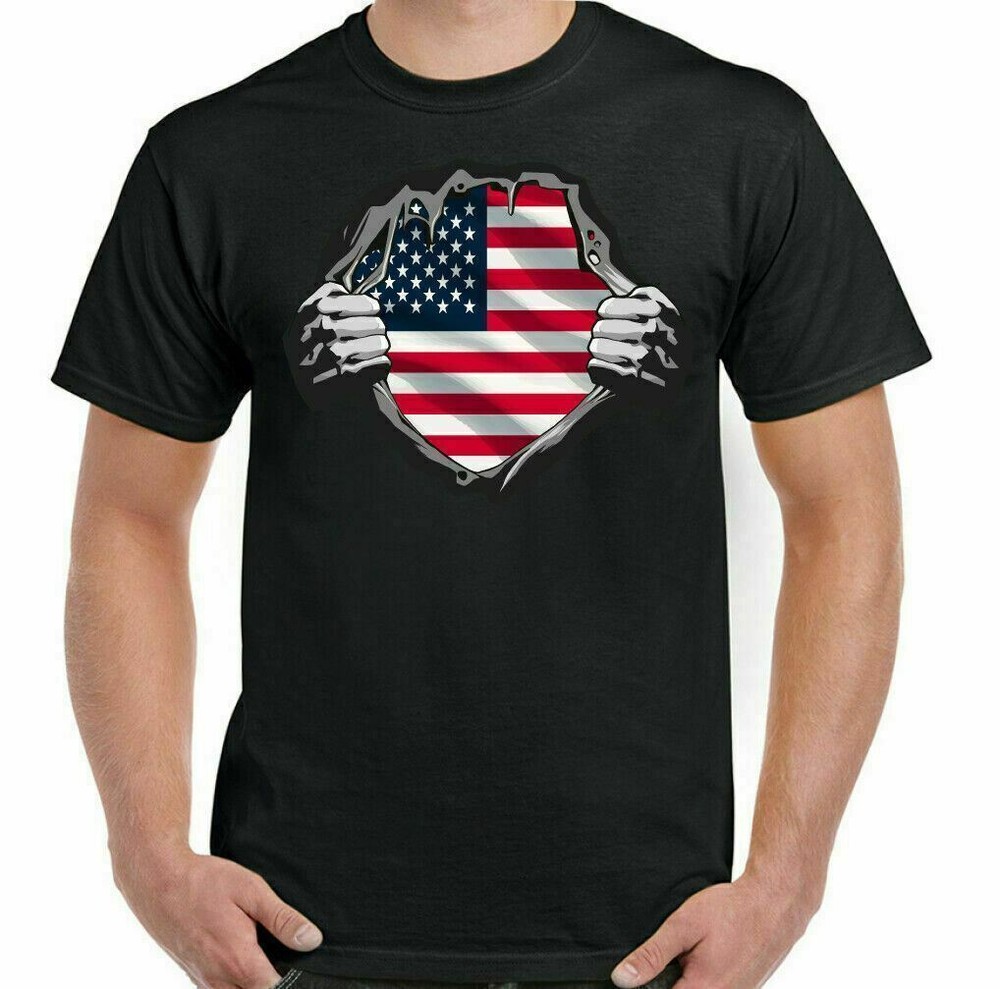 USA FLAG T-SHIRT American America Football Baseball Basketball Training Top Gym