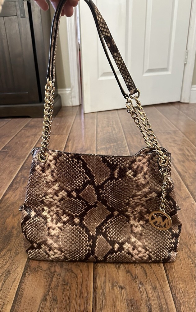 Michael Kors Large Python Embossed Leather Tote Bag