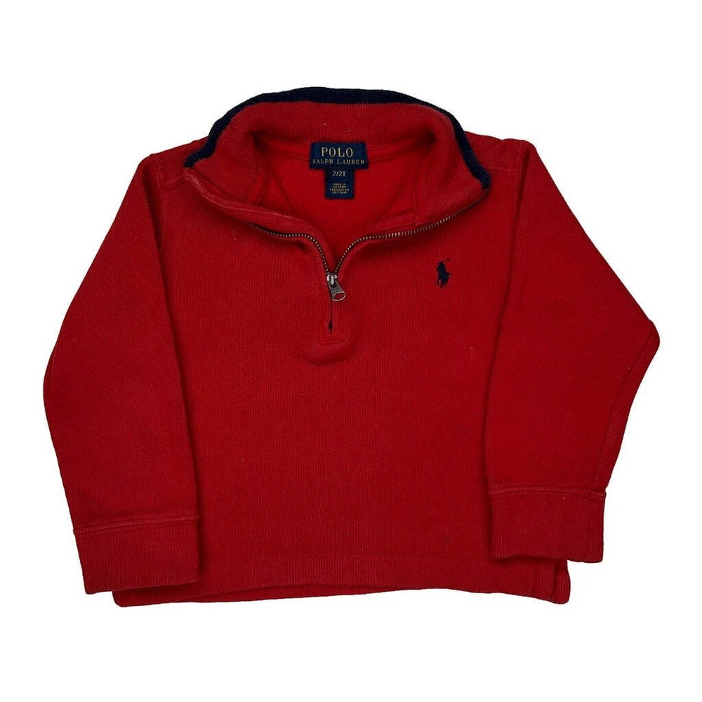 Age 2 Polo By Ralph Lauren 1/4 Zip - 2XS Red Cotton