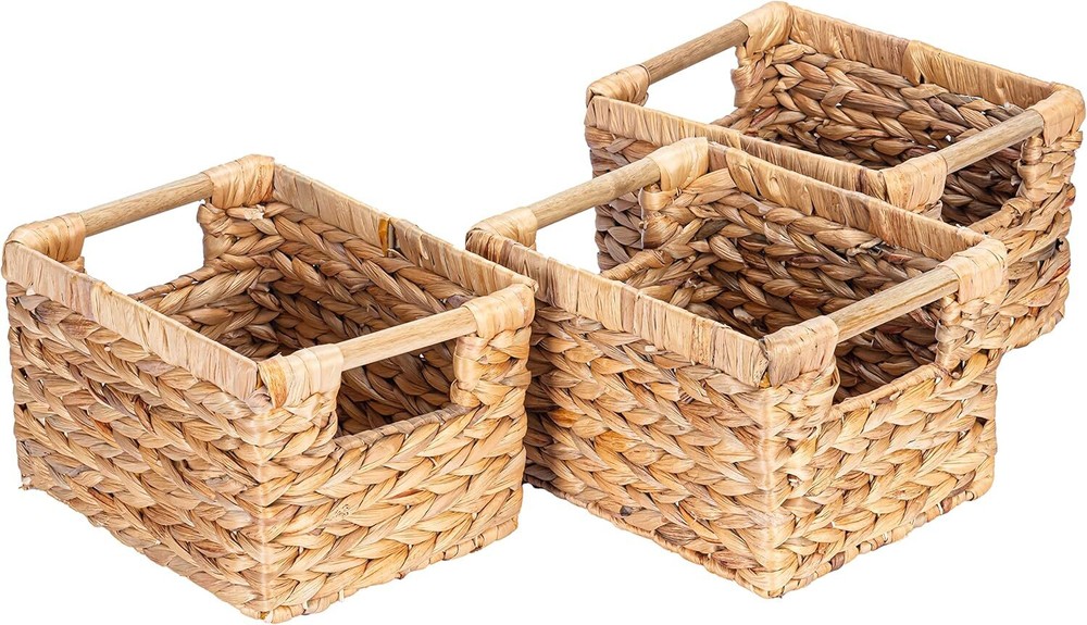 Decorative Wicker Small Basket 10 x 7.5 x 6.3 inches - 3 Pack