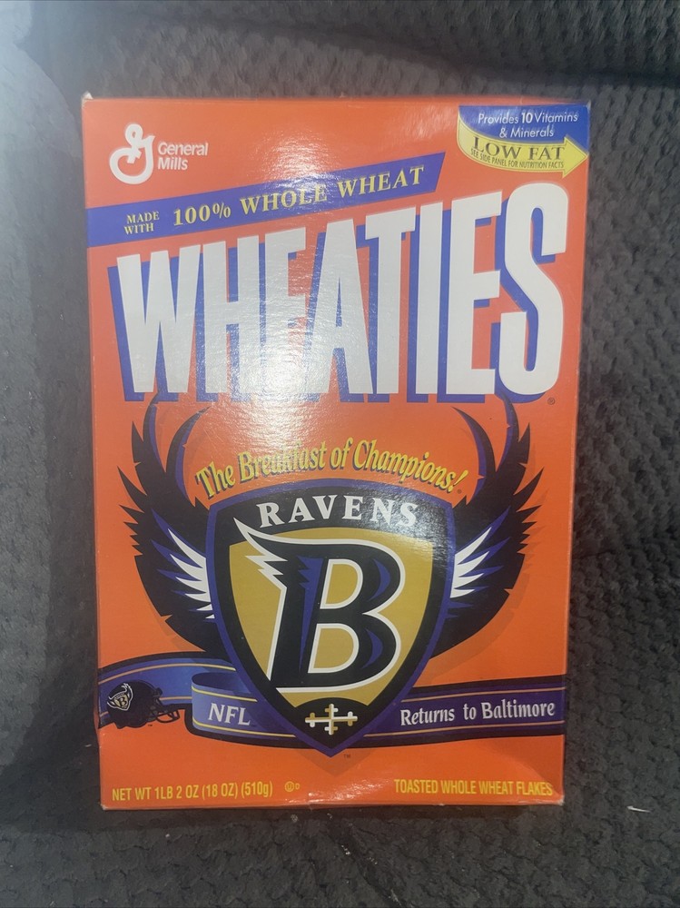Baltimore Ravens NFL Football Wheaties Cereal Box w/1996 Schedule on side panel