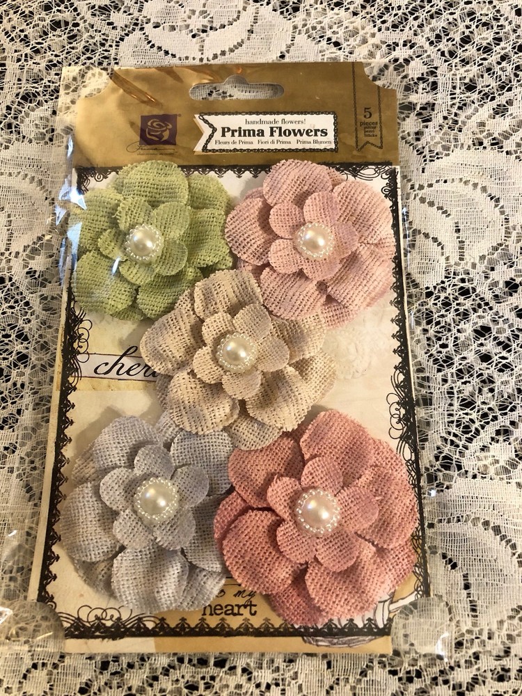 New Pack Of Prima Flowers 5 Pieces Paloma Paloma Pinks Greens A35