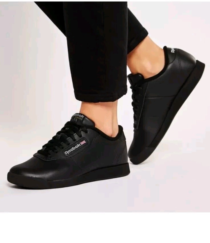 Reebok Sneakers Classic Princess Women's Size 7.5 Trainers Shoe Black 7344 NWT