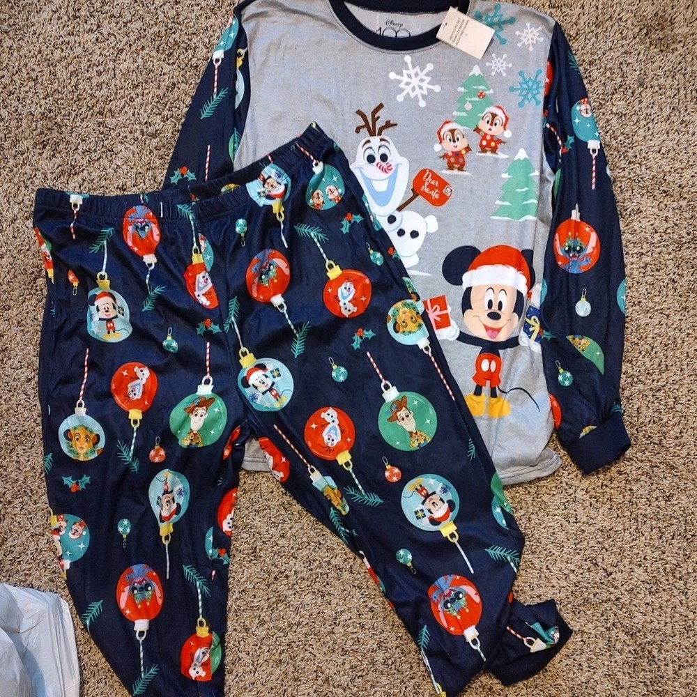 Disney 100 Christmas pajamas set mens mens Large BRAND NEW